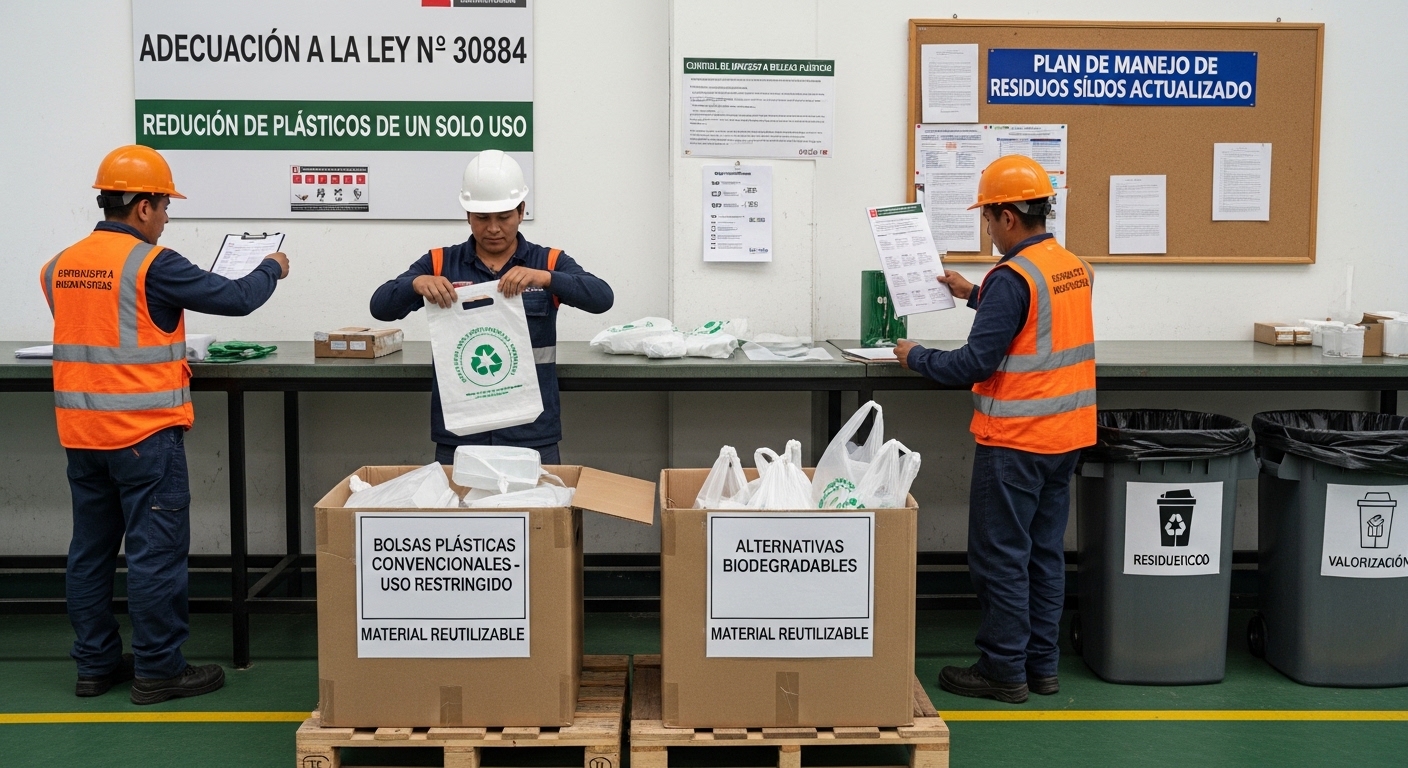Implementación de la Ley N° 30884 con reducción de plásticos de un solo uso y uso de alternativas biodegradables en empresa